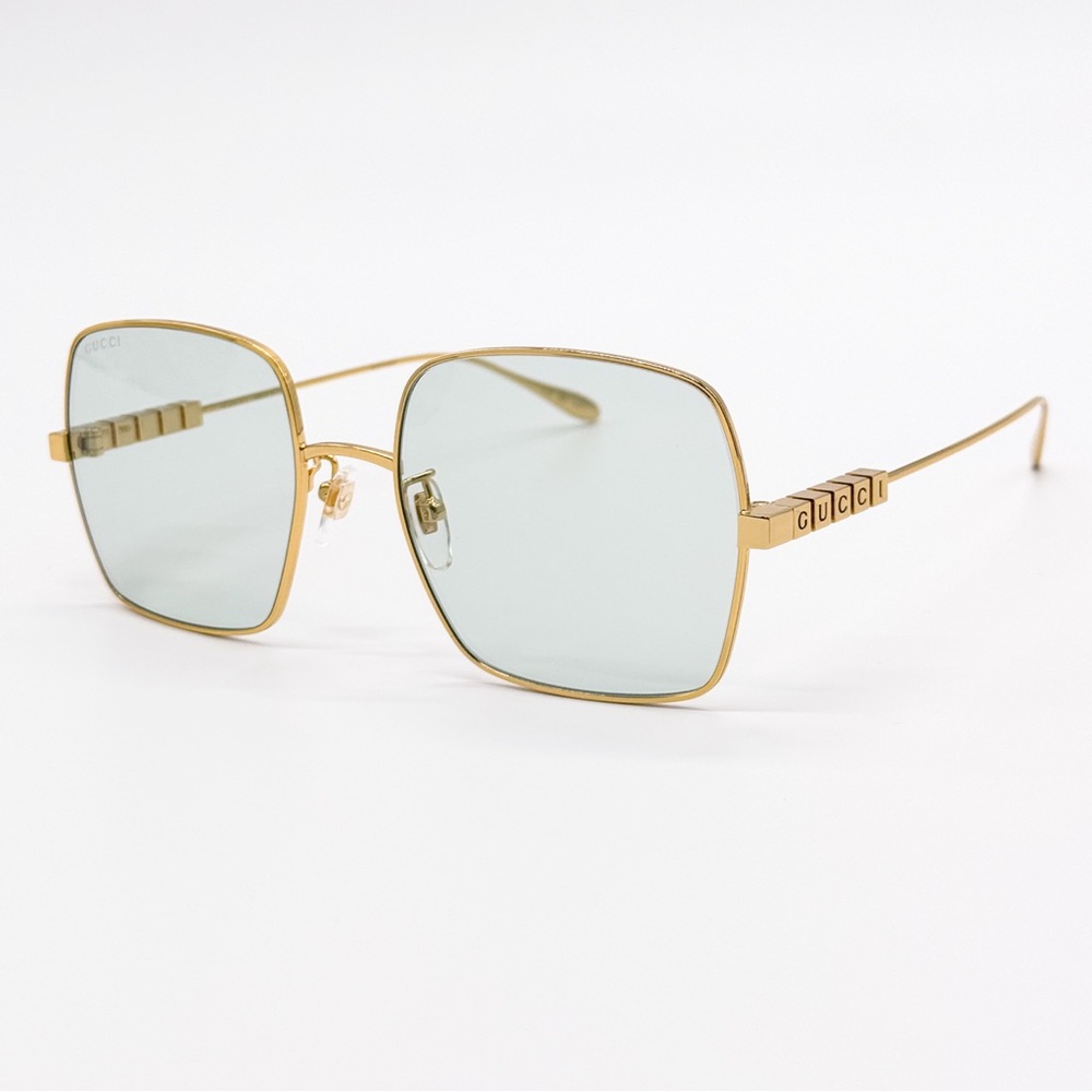 NEW GUCCI GG1434S 003 SQUARE GOLD GREEN WOMEN SUNGLASSES GUCCI - Picture 5 of 12